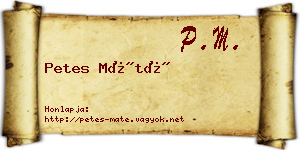 Petes Máté névjegykártya