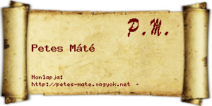 Petes Máté névjegykártya